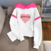 Contrast Hoodie -  Pink Heart