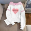 Contrast Hoodie -  Pink Heart