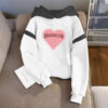 Contrast Hoodie -  Pink Heart