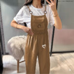 Overall Jumpsuit - White Mini Heart