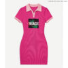 Contrast Trim Collar Dress - Beach