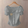 Rib Blouse - Dog Paw