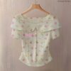Rib Blouse - Pink Bow