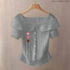 Rib Blouse - Watercolor 3 Heart