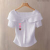 Rib Blouse - Watercolor 3 Heart