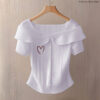 Rib Blouse - Brown Heart