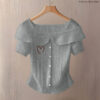 Rib Blouse - Brown Heart
