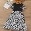 Ruffle Hem Dress - Pink Bow